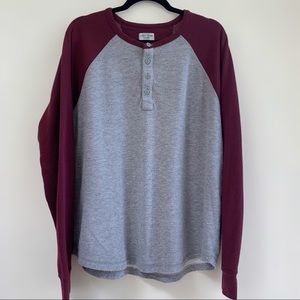 Lucky Brand Maroon and Gray Baseball Henley Size L